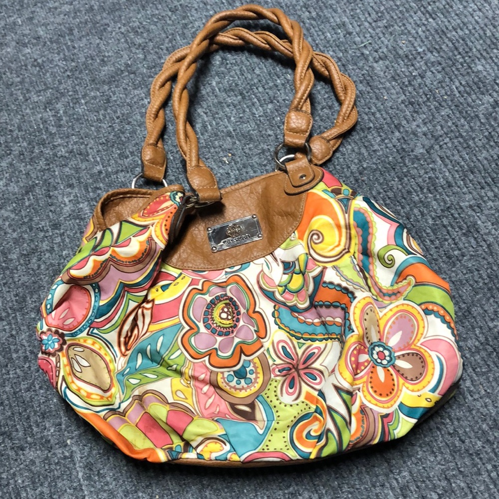 Treviso floral over the shoulder large purse-colorful
